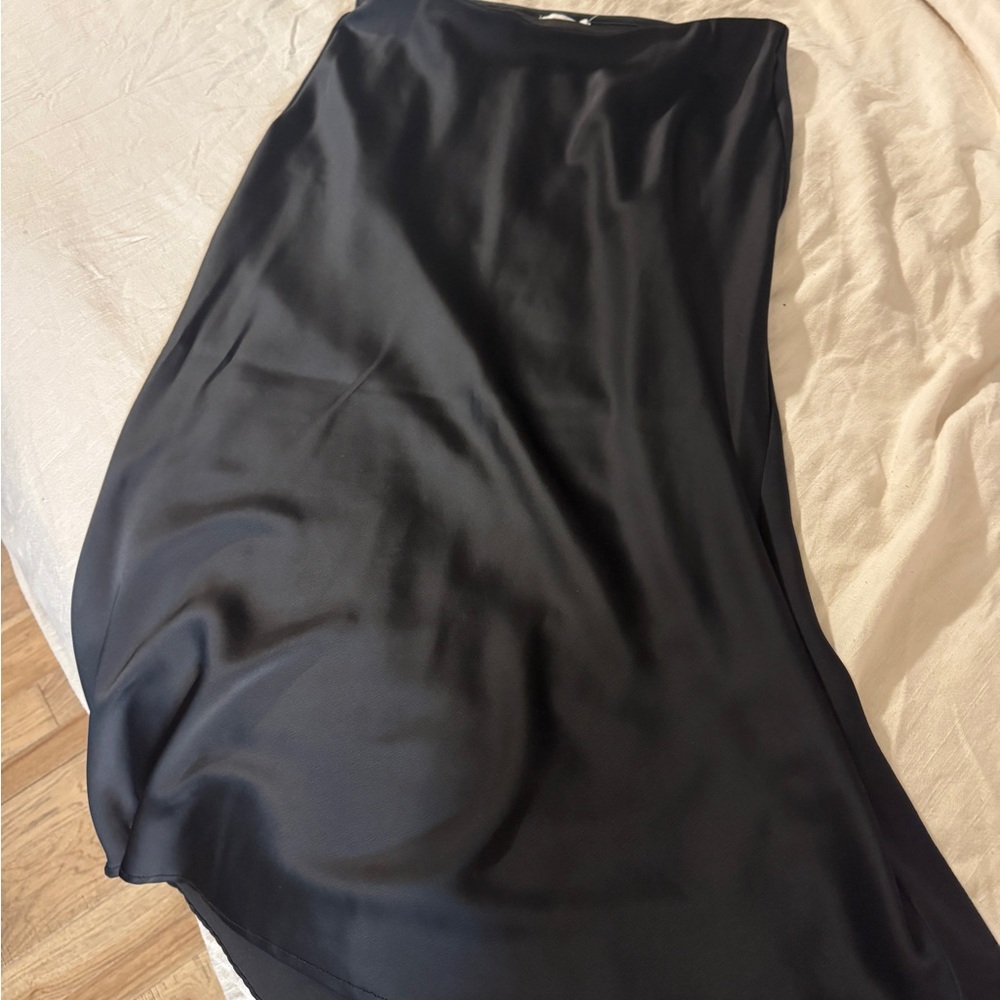Rachel Zoe Black Long Satin Skirt